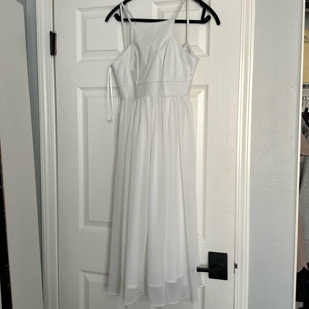 Banana Republic Monogram Collection White Dress with Leather Detail